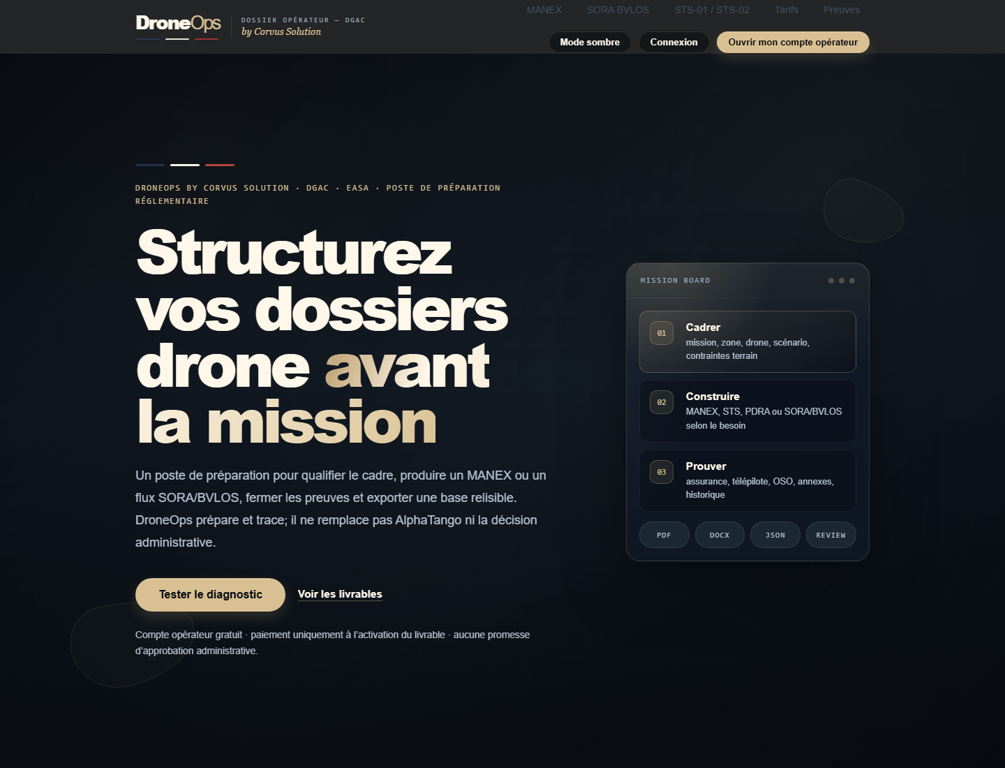 Capture DroneOps by Corvus homepage